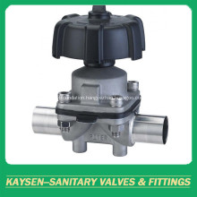 Sanitary manual diaphragm valves weld end plastic handwheel